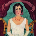 Frida Kahlo (Coyoacàn, Città del Messico, 1907‐1954), Retrato de una dama en blanco/ Ritratto di donna in bianco, 1929. Olio su tela, cm 119 x 81. Collezione privata, Berlino. ©Banco de México Diego Rivera Frida Kahlo Museums Trust, Mexico, D.F.by SIAE 2015.