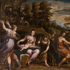 Andrea Schiavone, L'infanzia di Giove, 1530 - 1535 c.a. Olio su tela, cm 211x292. Earl of Wemyss & March