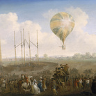 Julius Caesar Ibbetson, L’ascesa della mongolfiera Lunardi da St. George’s Fields il 29 giugno 1785, 1788-1790, olio su tela, 50 x 60,6 cm