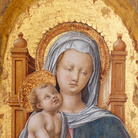 Antonio Vivarini e Bartolomeo Vivarini, Madonna con Bambino in trono, Scomparto di polittico, 1452 - 1453 ca., Tempera su tavola di pioppo, 137,5 x 40,3 cm, Bari, Picanoteca Metropolitana 