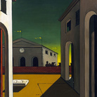 Giorgio de Chirico, Piazza d'Italia con piedistallo vuoto, 1955, Olio su tela, Collezione Roberto Casamonti, Firenze | © Collezione Roberto Casamonti, Firenze | Courtesy of Tornabuoni Arte, Firenze | © Fondazione Giorgio e Isa de Chirico, Roma