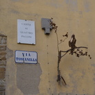 Il Sedicente Moradi, URBAN JUNGLE uccello, assemblaggio di rami e foglie. Piazza della passera, Firenze - 11 ottobre 2014