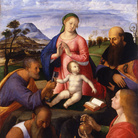 Alvise Vivarini, La Vergine con il Bambino e i Santi Pietro, Gerolamo, Agostino e Maddalena, 1500, Olio su tavola, 145 x 100 cm, Amiens, Musée de Picardie n° inv:. : M.P.173
