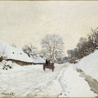Claude Monet, Il calesse. Strada di Honfleur sotto la neve con la fattoria Saint-Siméon, 1867 circa