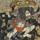Utagawa Kuniyoshi, Rōri Hakuchō Chōjun (Rōri Hakuchō Chōjun), Serie: Uno dei 108 eroi del popolare Suikoden (Tsūzoku Suikoden gōketsu hyakuhachinin no hitori), Circa 1828-29, Silografia policroma (nishikie), 26.5 x 39 cm, Masao Takashima Collection