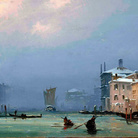 Ippolito Caffi, Venezia, Neve e nebbia in Canal Grande, 1842, Olio su cartoncino intelato,  41.5 x 26.5 cm, Fondazione Musei Civici di Venezia