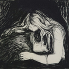 Edvard Munch, Vampire II 1895 pietra litografica, inchiostro e raschietto, stampata da Clot, Parigi 38,7 x 56 cm Ars Longa, collezione Vita Brevis © The Munch Museum / The Munch-Ellingsen Group by SIAE 2013 