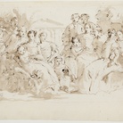  Giambattista Tiepolo, Ritratto di famiglia (Pisani di Santo Stefano), penna e inchiostro grigio, inchiostro diluito grigio-bruno, tracce di grafite, mm 310x440. Firenze, Museo Horne