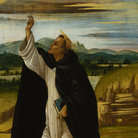 Sandro Botticelli (Firenze, 1445 - 1510), San Domenico benedicente, 1498-1505, Olio e tempera su tela (trasferito dalla tavola), 44.5 x 26 cm, San Pietroburgo, Hermitage