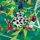 Ugo Nespolo, Mondiali di football, 1990, Galleria Campari, Sesto San Giovanni (MI)