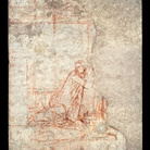 Ambrogio Lorenzetti, Annunciazione, 1334-1336, Sinopia strappata e applicata su supporto di poliestere e fibra di vetro, 238 x 441 cm, Chiusdino (Siena), Chiesa di San Galgano a Montesiepi, Cappella