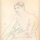 Tancredi Parmeggiani, Senza titolo (Uomo in barca), s.d., China su carta 24.2  x 32.7 cm Collezione privata, Mestre