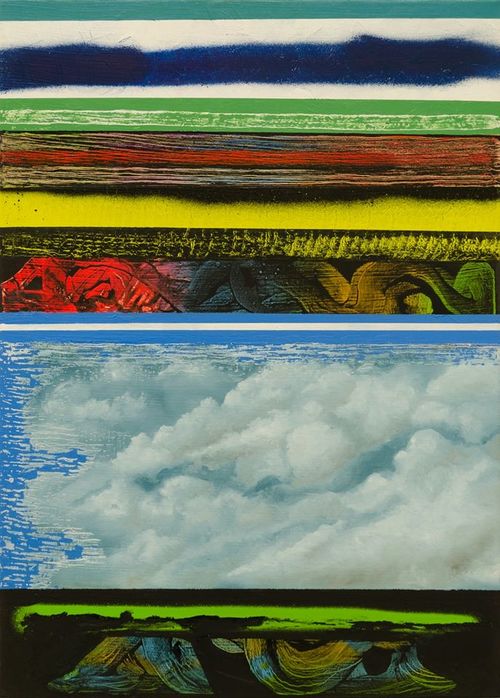 Vincenzo Ferlita, Coelum, 2020. Mista su tela, 70x50 cm.