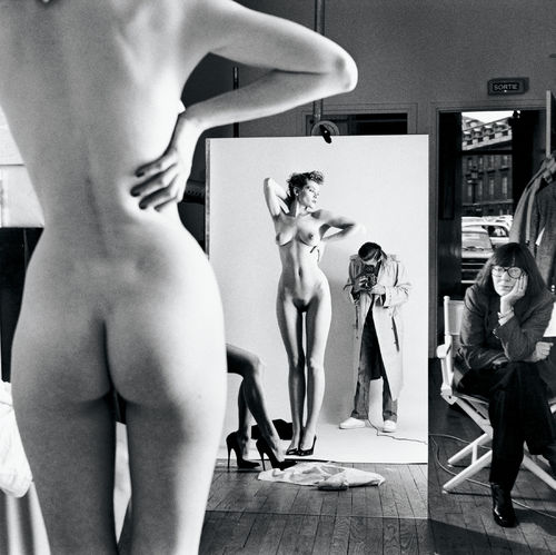 Helmut Newton <em>Self-Portrait with Wife and Models</em>, Vogue Studio, Paris 1981