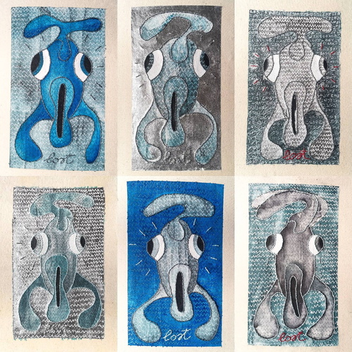 Piero Angelo Orecchioni Occhioni, LOST - Pesci spaesati, 2023-2025. Tecnica mista su tela