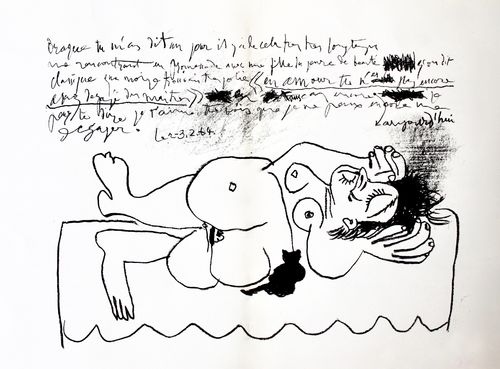 Pablo Picasso, Hommage a Goerges Braque, 1964. Litografia originale scritta in lastra. (mm. 272x360)