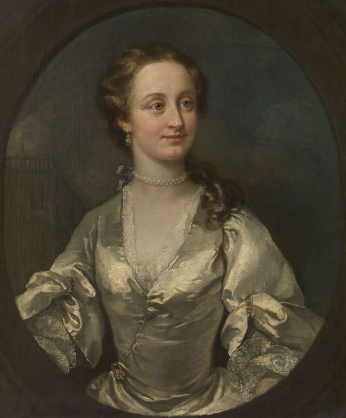 William Hogarth, Ritratto di Signora in abito bianco e orecchini di perle, 1740 circa. Olio su tela, cm. 76,5x63,5. Museo di Belle Arti di Gent (Belgio), inv. 1912-F