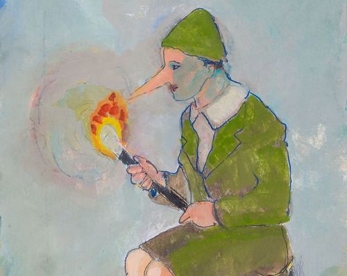 Sandro Chia, Senza titolo, 2000, dettaglio. Tecnica mista su carta, 30,6x22,4cm. Courtesy Galleria Mazzoli, Modena I Ph. Rolando Paolo Guerzoni 
