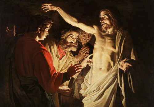 Matthias Stom, Incredulità di San Tommaso, olio su tela, cm. 121x172. Collezione privata