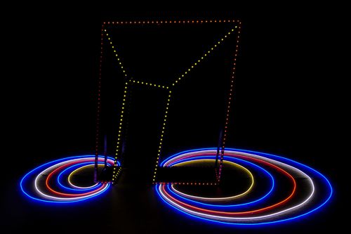 Chiara Dynys, <em>Gate of Heaven</em>, 2023, Metal and LED lights, 260 &times; 320 &times;70 cm | Courtesy MUVE