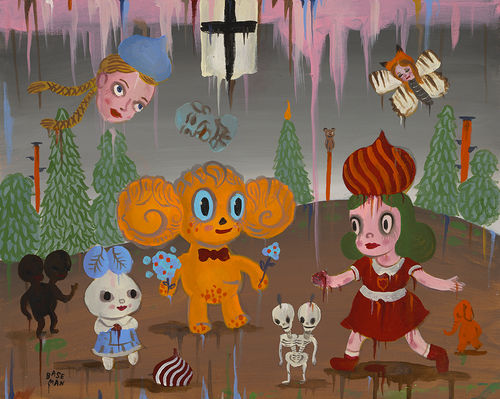 Gary Baseman, <em>The Dacha Trip</em>, Detail, Acrylic on canvas, 24 x 18" | Courtesy of Dorothy Circus Gallery