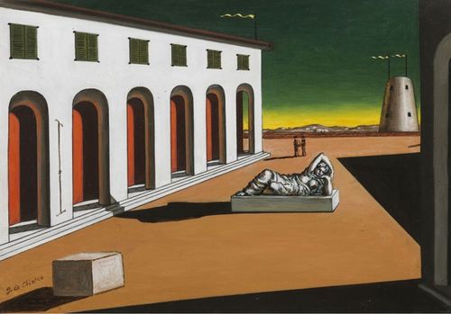 Giorgio De Chirico, Piazza d’Italia. Malinconia, 1969, olio su tela, cm 42x60