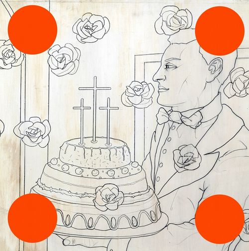 Alfonso Leto, Part. tratto da “Buongiorno in tre lingue", 1996, olio e pigmenti incerati su tela
