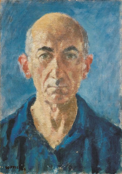 Ardengo Soffici, Autoritratto 1949. Olio su tela cartonata, cm 50x35. Firenze, Gallerie degli Uffizi, Galleria delle Statue e delle Pitture