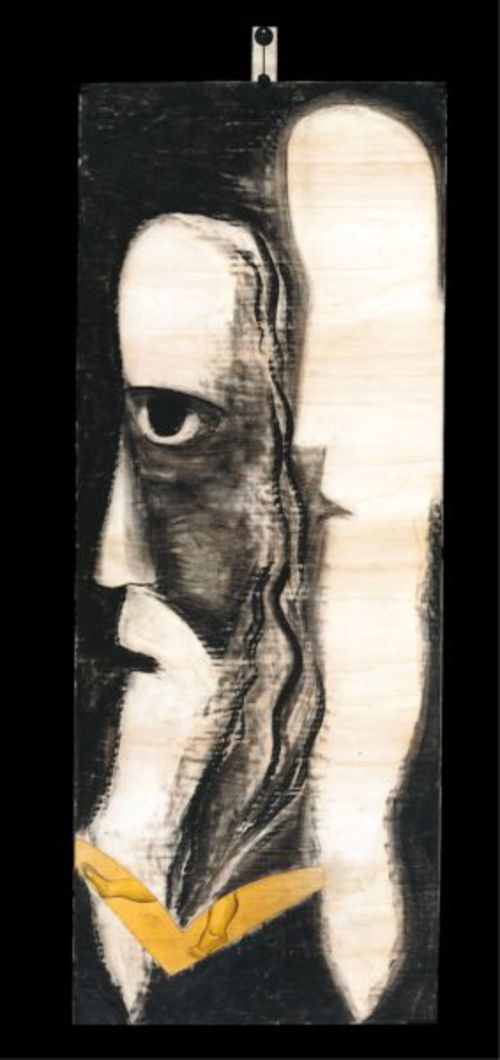 Enzo Cucchi, Gesù, 1994, carboncino su legno, 285x110 cm