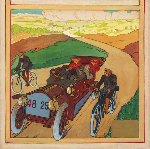 Umberto Boccioni, <em>Automobile 48 29</em>, 1907-1908. Tempera su cartoncino I Collezione privata