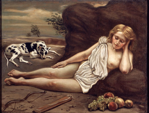 Giorgio de Chirico, <em>Diana addormentata nel bosco</em>, 1933, Olio su tela, Galleria Nazionale d'Arte Moderna e Contemporanea, Roma | &copy; Galleria Nazionale d'Arte Moderna e Contemporanea, Roma / Fondazione Giorgio e Isa de Chirico, Roma
