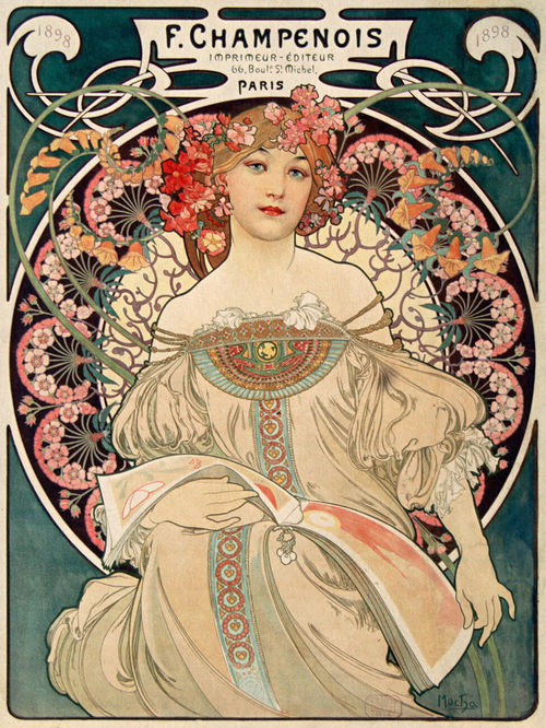 Alfons Mucha, Manifesto pubblicitario, F. Champenois Imprimeur-Editeur, Parigi 1897 Litografia a colori, 55.2 x 72.7 cm, Collezione privata