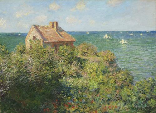 Claude Monet, La casetta del pescatore sugli scogli, Varengeville, 1882, olio su tela. Boston, Museum of Fine Arts