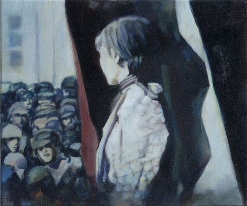 Iva Lulashi, Li ho persi tutti , 2018. Olio su tela, 20x30 cm. Courtesy Collezione Giuseppe Iannaccone I Ph. Studio Vandrasch