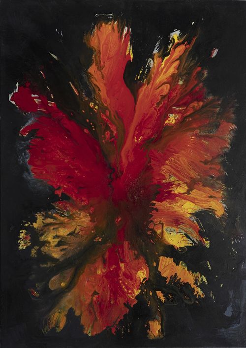 Carla Rigato, Presi quel fiore tra le mani (Neruda), 2018, acrilico su tela, cm. 140x100