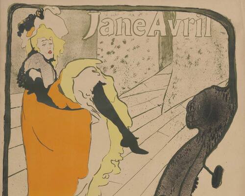 Dettaglio da Henri de Toulouse-Lautrec, Jane Avril, 1893. Litografia a colori, 129,5×94,9 cm. Collezione Wolfgang Krohn; Amburgo, Germania