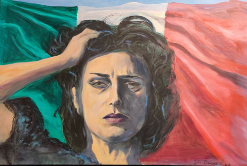 Julia Breiderhoff, Anna, 2023, olio su tela, 150x100 cm.