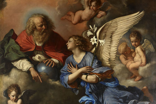 Guercino, Annunciazione (part.), 1648, olio su tela, cm. 335x202