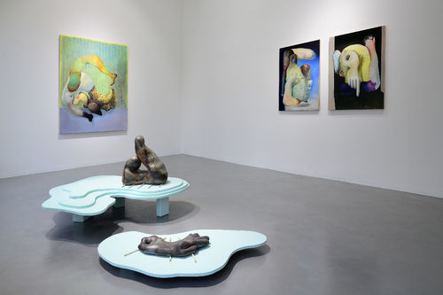Benedikt Hipp, Songs from the Cave , 2022. Installation view at Galleria Poggiali Milano I Ph. Michele Alberto Sereni. Courtesy Galleria Poggiali