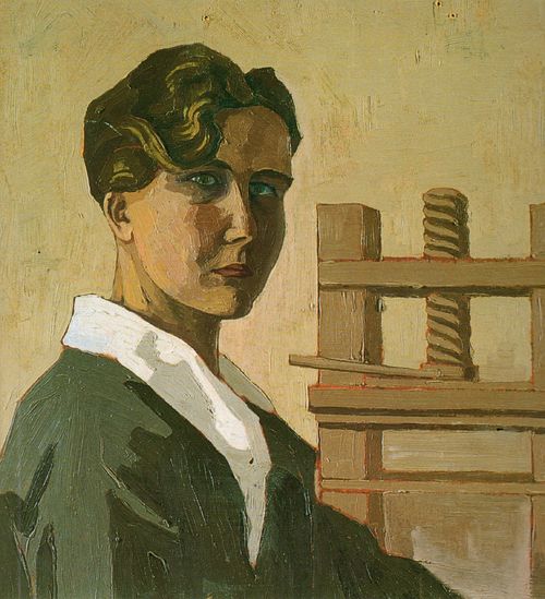 Mim&igrave; Quilici Buzzacchi, <em>Autoritratto al torchio</em>, 1926, Olio su tavola | Courtesy of Archivio Mim&igrave; Quilici Buzzacchi, Roma