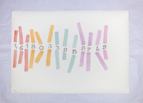 Giorgio Griffa, Canone aureo 749, 2015, watercolor on paper, 52 x73 cm. © Giulio Caresio. Courtesy Archivio Giorgio Griffa