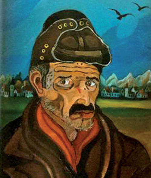 Antonio Ligabue, Autoritratto con berretto da motociclista, s.d. (1954-1955), P. III, olio su tavola di faesite, 80 x 70 cm. Collezione privata