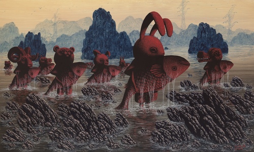 Lee Gihun, <em>Masquerade - Pietà</em>, Acrilico e pastello ad olio su tela, 163 &times; 97 cm | Courtesy Dorothy Cisrcus Gallery e Lee Gihun<br />