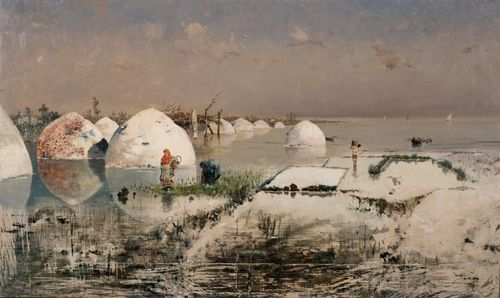 Antonino Leto, Saline di Trapani, 1881 ca. Olio su tela, 50,3&times;84 cm. Palermo, Galleria d'Arte Moderna