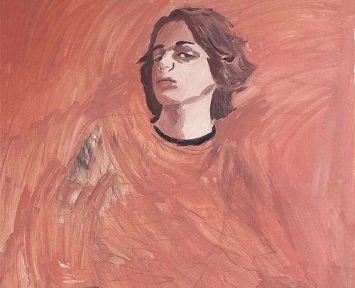 Pax Paloscia, Ragazzo in Rosa, 2024, olio su tela, 60x80 cm.