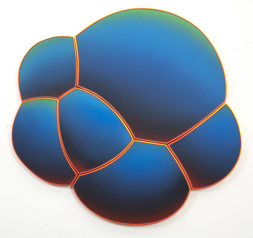 Jan Kalab, Atomic Bubble Blue, acrilico su tela, 121x128 cm.