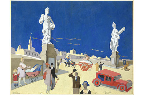 GIUSEPPE PIOMBANTI AMMANNATI, PONTE SANTA TRINITA, 1925, TEMPERA SU CARTONE 