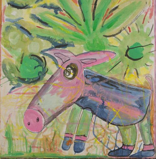 Riccardo Dalisi, Acrilici su carta da pacchi, 2004