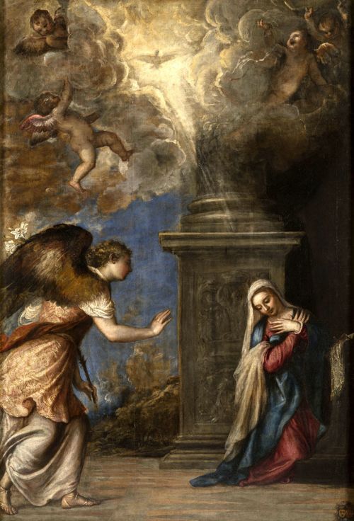 Tiziano, Annunciazione, olio su tela, cm. 281,5x193,5. Museo e Real Bosco di Capodimonte, Napoli