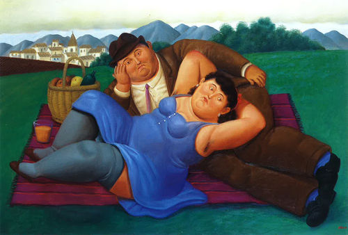 Fernando Botero, <em>Picnic</em>, 2001, Olio su tela, 165 x 113 cm | Courtesy of Arthemisia